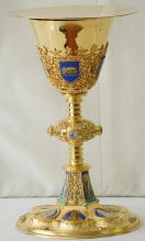 Solid silver gilt antique French Gothic Chalice.